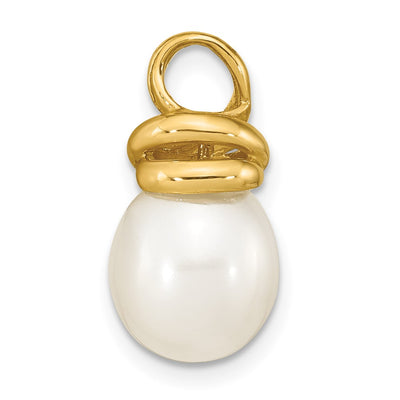 14K White Rice Freshwater Cultured Pearl Pendant