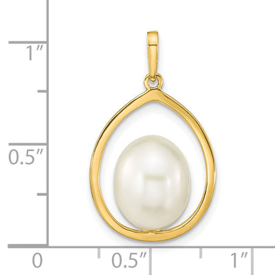 14K White Rice Freshwater Cultured Pearl Teardrop Pendant