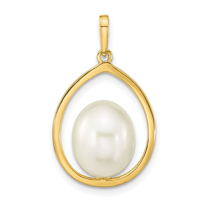 14K White Rice Freshwater Cultured Pearl Teardrop Pendant