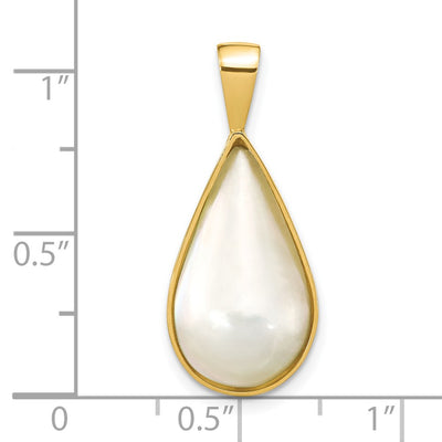 14K White Teardrop Saltwater Mabe Pearl Pendant