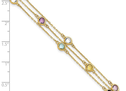 14K Smoky Quartz White Quartz/BT/CI/AM 3-strand 7.5in Necklace