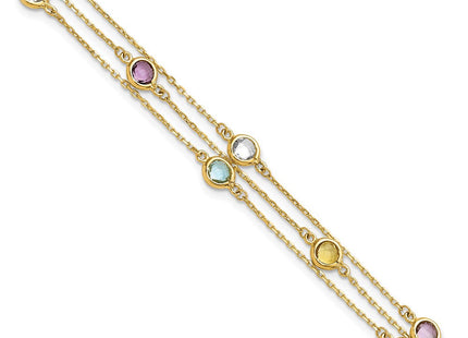 14K Smoky Quartz White Quartz/BT/CI/AM 3-strand 7.5in Necklace