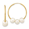 14k 6- White Semi-Round Freshwater Cultured Pearl Infinity Hoop Earrings