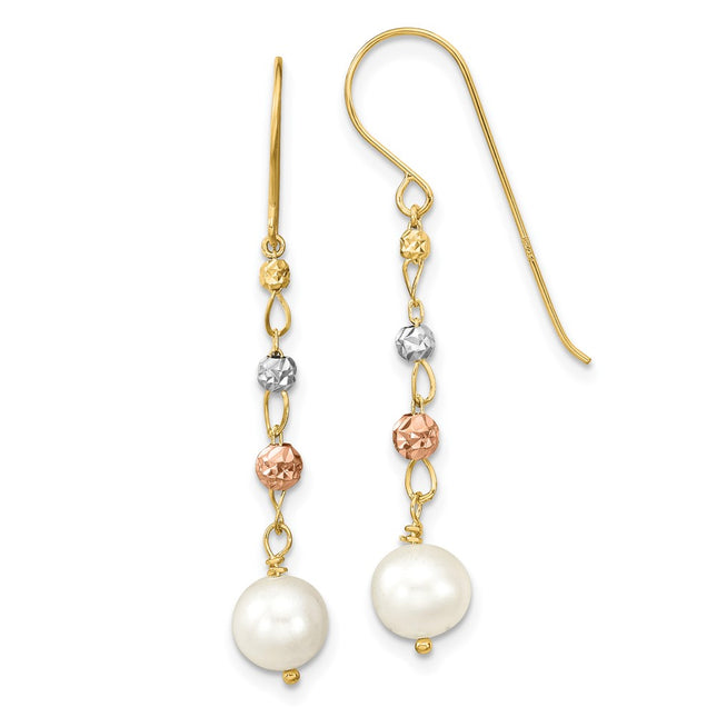 14k Two-tone Earrings Style XF795E - Classique Jewelry Inc.