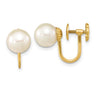 14k 7- White Round Freshwater Cultured Pearl Non-pierced Earrings