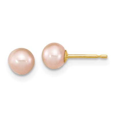 14K Madi K Pink Round Freshwater Cultured Pearl Pendant and Post Earrings Set