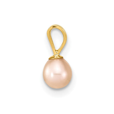 14K Madi K Pink Round Freshwater Cultured Pearl Pendant and Post Earrings Set