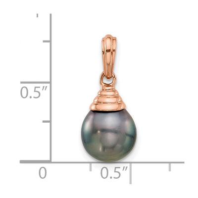 14K Rose Gold Black Teardrop Tahitian Saltwater Cultured Pearl Pendant