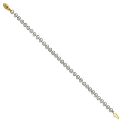 14K Grey Near Round Freshwater Cultured Pearl, 20 x 5 to 6mm