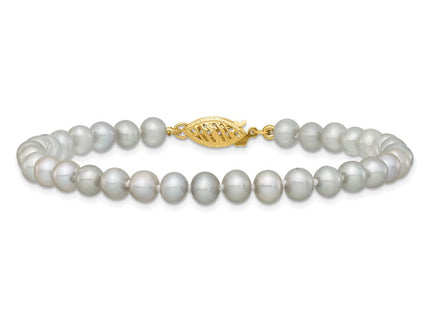 14k 5- Grey Near Round Freshwater Cultured Pearl