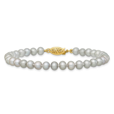 14K Grey Near Round Freshwater Cultured Pearl, 20 x 5 to 6mm