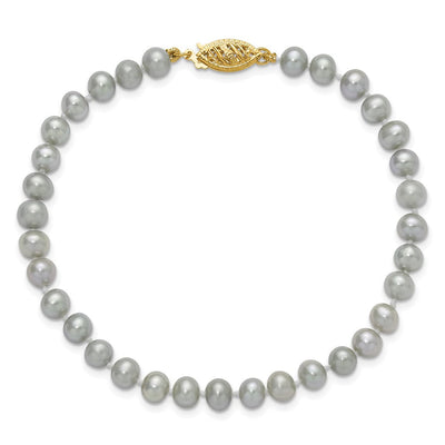 14K Grey Near Round Freshwater Cultured Pearl, 20 x 5 to 6mm