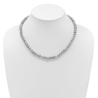 14K Grey Near Round Freshwater Cultured Pearl Necklace