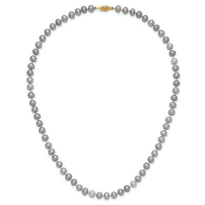14K Grey Near Round Freshwater Cultured Pearl Necklace