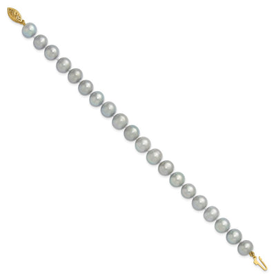 14K Grey Near Round Freshwater Cultured Pearl, 16 x 8 to 9mm