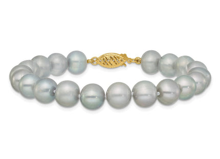 14K 8- Grey Near Round Freshwater Cultured Pearl