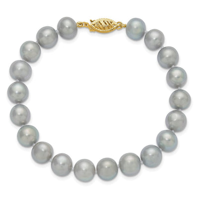 14K Grey Near Round Freshwater Cultured Pearl, 16 x 8 to 9mm