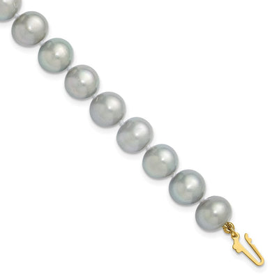14K Grey Near Round Freshwater Cultured Pearl, 16 x 8 to 9mm