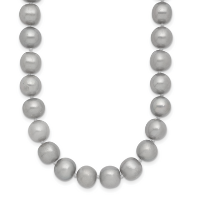 14K Grey Near Round Freshwater Cultured Pearl, 16 x 8 to 9mm