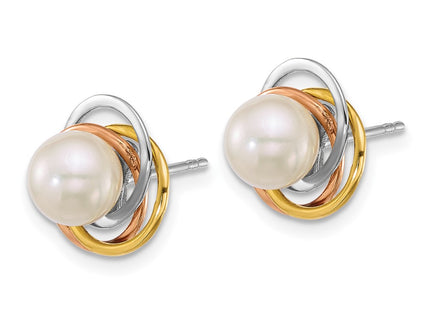 14k Tri-Color Earrings Style XF866E - Classique Jewelry Inc.