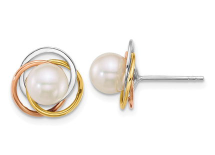 14k Tri-Color Earrings Style XF866E - Classique Jewelry Inc.