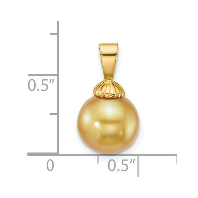 14K Polished Round Golden South Sea Saltwater Cultured Pearl Pendant