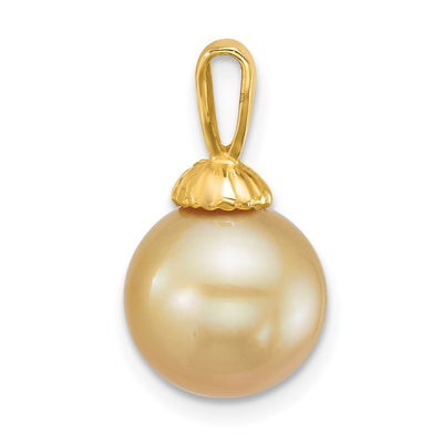 14K Polished Round Golden South Sea Saltwater Cultured Pearl Pendant