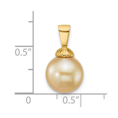14K Polished Round Golden South Sea Saltwater Cultured Pearl Pendant