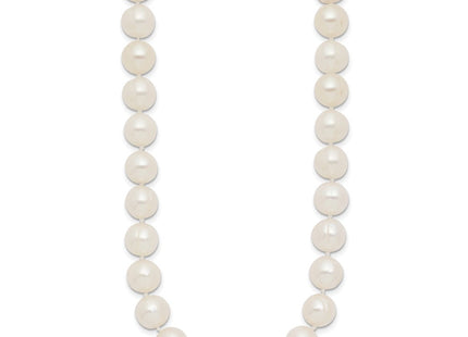 14k Polished 9- Near-Round White Freshwater Cultured Pearl Necklace (Style XF871-18)