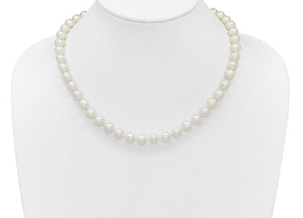 14k Polished 9- Near-Round White Freshwater Cultured Pearl Necklace (Style XF871-18)