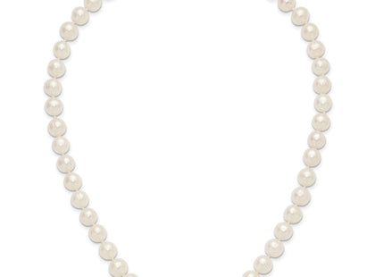 14k Polished 9- Near-Round White Freshwater Cultured Pearl Necklace (Style XF871-18)