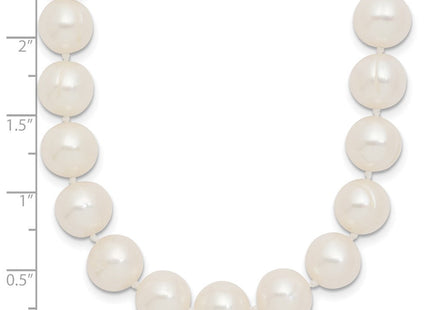 14k Polished 9- Near-Round White Freshwater Cultured Pearl Necklace (Style XF871-18)