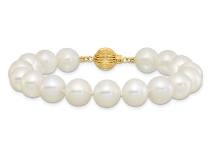 14k Polished 9- Near-Round White Freshwater Cultured Pearl 7. Necklace