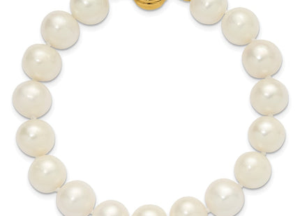 14k Polished 9- Near-Round White Freshwater Cultured Pearl 7. Necklace