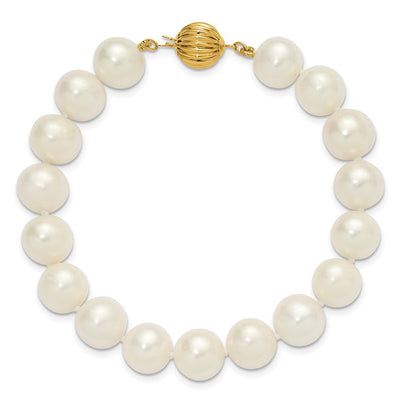 14K Polished Near-Round White Freshwater Cultured Pearl Necklace