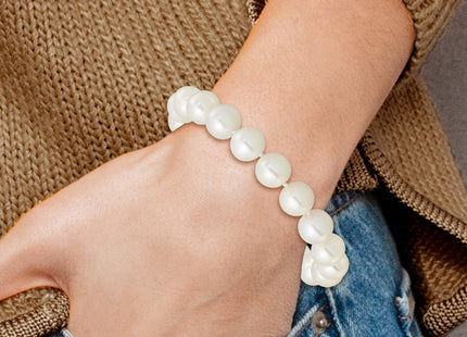 14k Polished 9- Near-Round White Freshwater Cultured Pearl 7. Bracelet