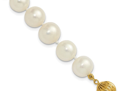 14k Polished 9- Near-Round White Freshwater Cultured Pearl 7. Necklace