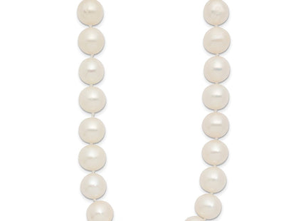 14k Polished 10- Near-Round White Freshwater Cultured Pearl Necklace (Style XF872-18)