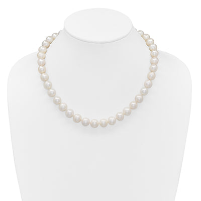 14K Polished Near-Round White Freshwater Cultured Pearl Necklace
