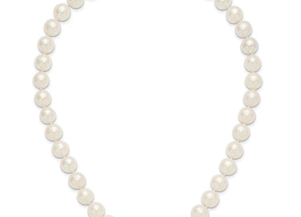 14k Polished 10- Near-Round White Freshwater Cultured Pearl Necklace (Style XF872-18)