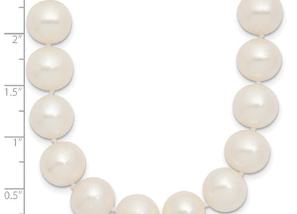 14k Polished 10- Near-Round White Freshwater Cultured Pearl Necklace (Style XF872-18)