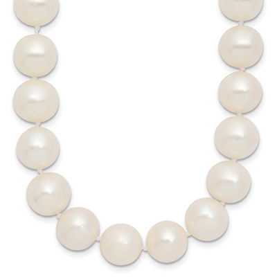 14K Polished Near-Round White Freshwater Cultured Pearl Necklace