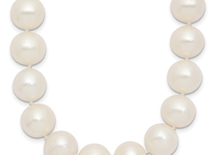 14k Polished 10- Near-Round White Freshwater Cultured Pearl Necklace (Style XF872-18)