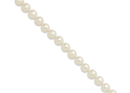 14k Polished 10- Near-Round White Freshwater Cultured Pearl 7. Necklace