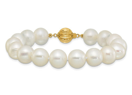 14k Polished 10- Near-Round White Freshwater Cultured Pearl 7. Necklace