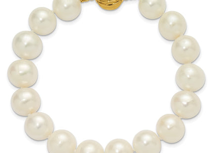 14k Polished 10- Near-Round White Freshwater Cultured Pearl 7. Necklace