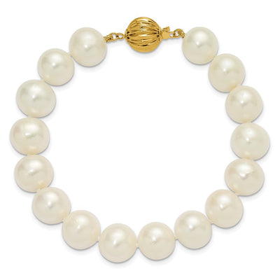 14K Polished Near-Round White Freshwater Cultured Pearl Necklace