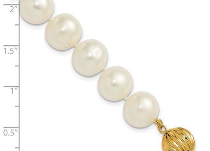 14k Polished 10- Near-Round White Freshwater Cultured Pearl 7. Necklace