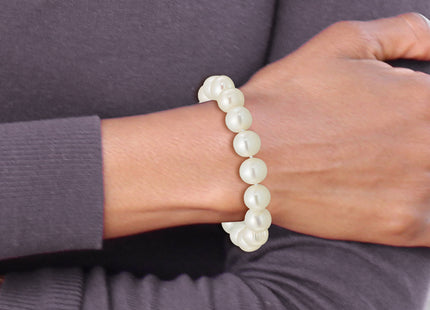 14k Polished 10- Near-Round White Freshwater Cultured Pearl 7. Bracelet