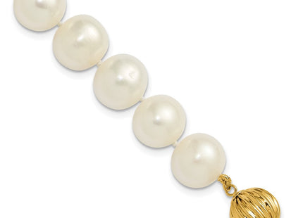 14k Polished 10- Near-Round White Freshwater Cultured Pearl 7. Necklace